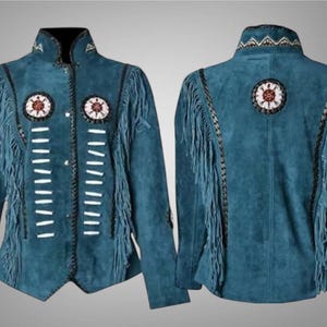 Women&#39;s Western Suede Leather Wear Fringed Beaded Vintage Coat Jacket, Women Western Cowgirl Fringes Suede Leather Jacket, Fringed Jacket
