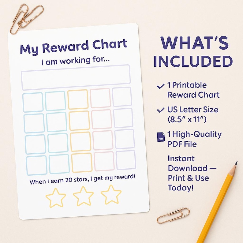 Printable Reward Chart for Kids – Behavior & Chore Tracking Chart ...