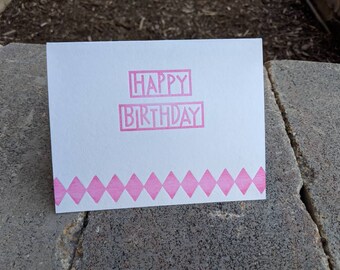 Pink Letterpress Birthday Card