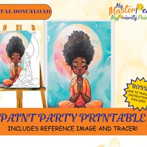 Meditation DIY Adult Paint Party Printable Images, Sip and Paint Predrawn Png Stencil Design Download Instructions, Paint On Canvas Outline