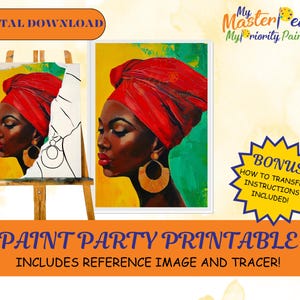 Juneteenth DIY Adult Paint Party Printable Images, Sip and Paint Predrawn Png Stencil Design Download Instructions, Paint On Canvas Outline