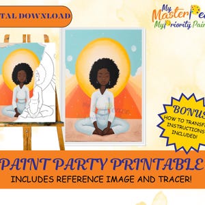 Meditation DIY Adult Paint Party Printable Images, Sip and Paint Predrawn Png Stencil Design Download Instructions, Paint On Canvas Outline