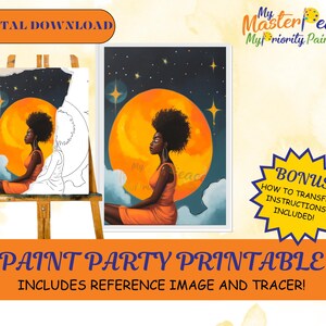 Meditation DIY Adult Paint Party Printable Images, Sip and Paint Predrawn Png Stencil Design Download Instructions, Paint On Canvas Outline