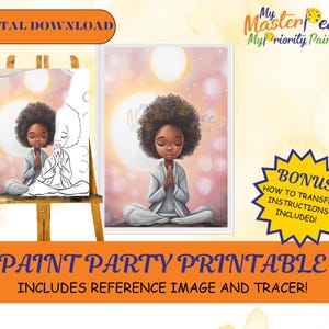 Meditation DIY Adult Paint Party Printable Images, Sip and Paint Predrawn Png Stencil Design Download Instructions, Paint On Canvas Outline