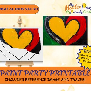 Juneteenth DIY Adult Paint Party Printable Images, Sip and Paint Predrawn Png Stencil Design Download Instructions, Paint On Canvas Outline
