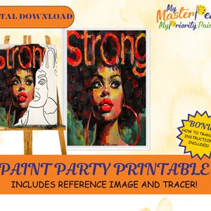 Juneteenth DIY Adult Paint Party Printable Images, Sip and Paint Predrawn Png Stencil Design Download Instructions, Paint On Canvas Outline