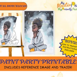 Meditation DIY Adult Paint Party Printable Images, Sip and Paint Predrawn Png Stencil Design Download Instructions, Paint On Canvas Outline