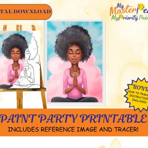 Meditation DIY Adult Paint Party Printable Images, Sip and Paint Predrawn Png Stencil Design Download Instructions, Paint On Canvas Outline