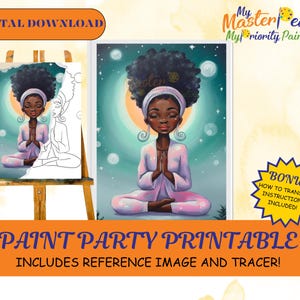 Meditation DIY Adult Paint Party Printable Images, Sip and Paint Predrawn Png Stencil Design Download Instructions, Paint On Canvas Outline