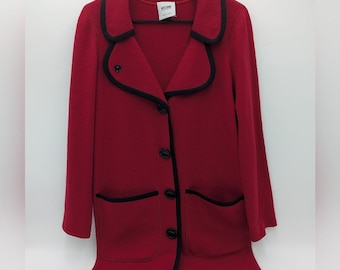 Vintage Moschino Cheap & Chic Red Virgin Wool Contrast Coat Rare Italy 90s L