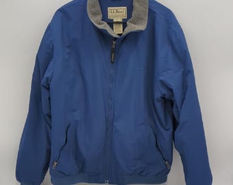 Chaqueta bomber vintage L.L. Bean para hombre, grande, azul, con cremallera, aislante, forro, informal