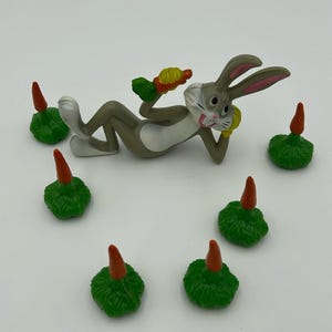 Vintage 1978 Warber Bros Wilton tårtdekoration Bugs Bunny morötter ljusstakar