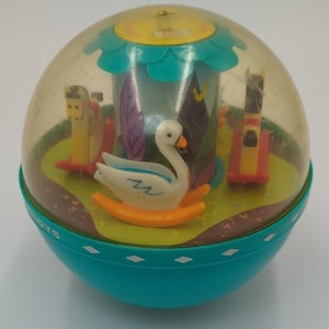 Vintage Fisher-Price Rolly Poly Chime Ball - Musical Yellow and Teal