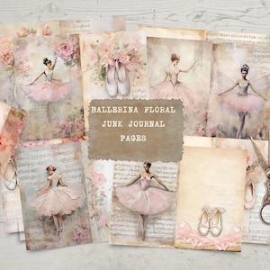 Ballerina Junk Journal,Ballet Pages,Digital Floral Collage Sheet,Printable Scrapbook Kit,Shabby Chic,Vintage Ephemera, Ballerina Theme Paper