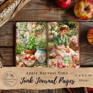Apple Harvest Time Autumn Junk Journal Papers,Orchard apples,Fall Vintage Digital Kit,Printable Scrapbook Pages,US Letter 300dpi,AHT01