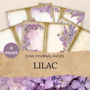 Vintage Lilac Junk Journal Kit | Shabby Chic Spring Floral Journal Pages | Journaling Supplies | Scrapbook Paper | Card Making