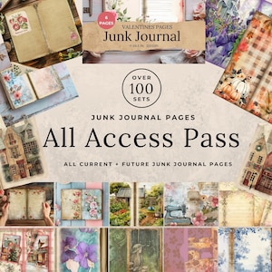 All Access Pass Junk Journal ,Pages,Junk Journal Kit,Entire Shop Junk Journal Papers, Digital Paper Printable,All Access Pass,Entire Store