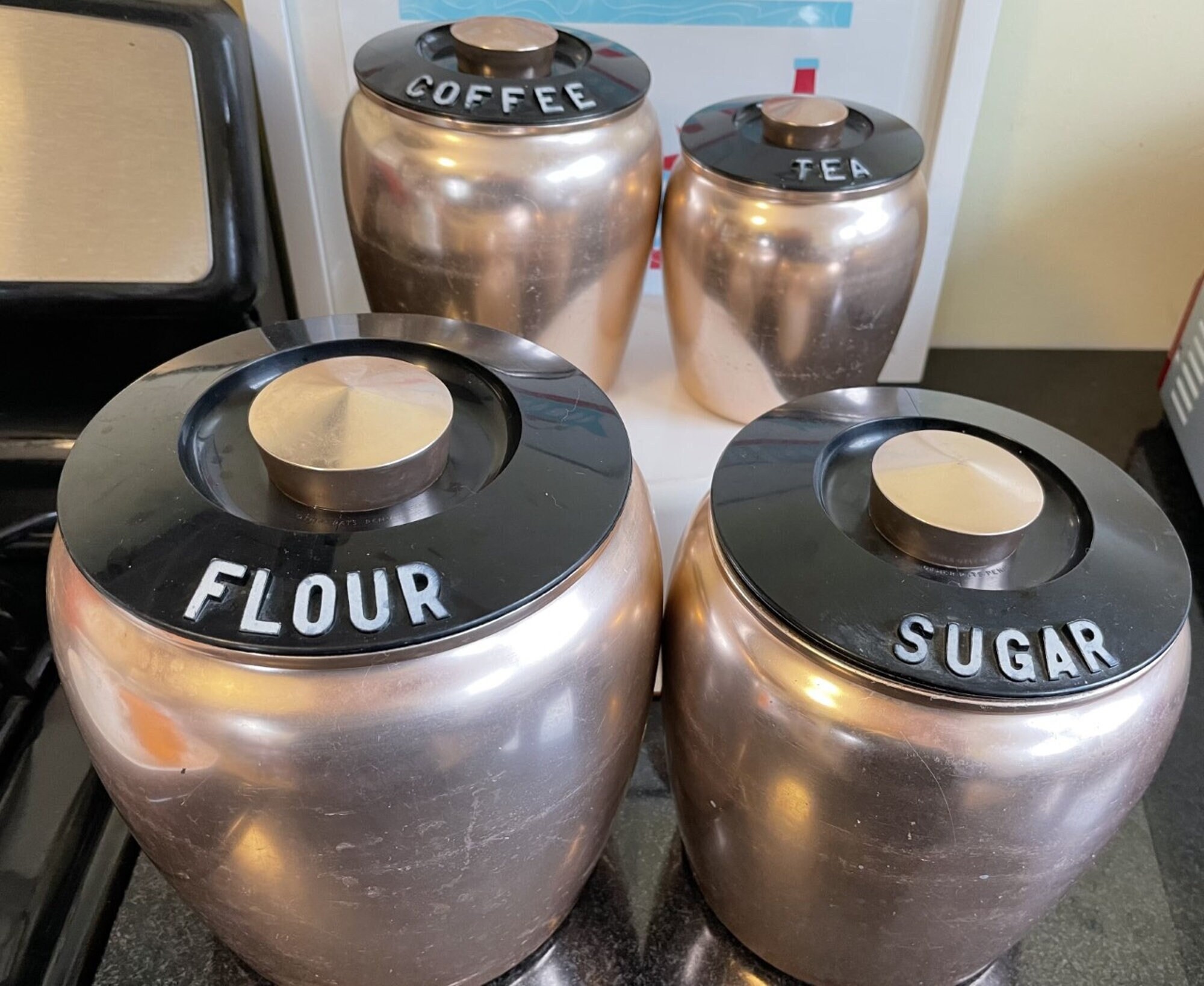 Vintage Canister Kromex Rose Gold Copper Colored Aluminum Grease