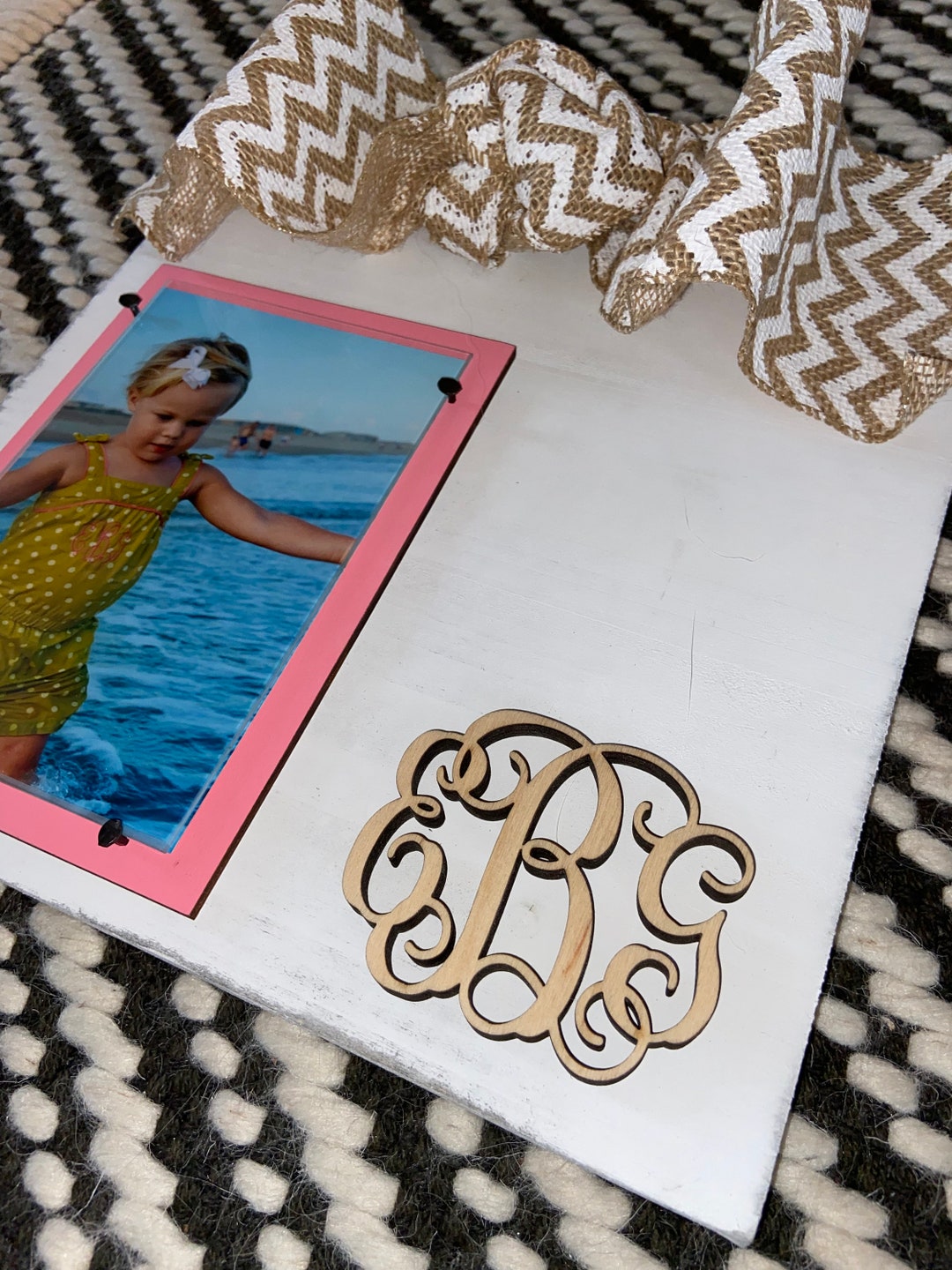 MONOGRAMMED PICTURE FRAME - Hand Painted Frame - Baby Gift - Custom ...