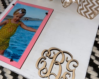 MONOGRAMMED PICTURE FRAME - hand painted frame - baby gift - custom picture frame