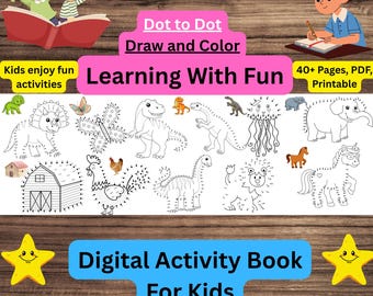 Dot-to-Dot Activity Book for Kids – Matching, Drawing & Coloring Worksheets | Preschool Printable