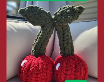 Double Cherry Pillow/Chunky knit yarn/Stuffie/Pillow/Finger knitting/PDF Written Pattern