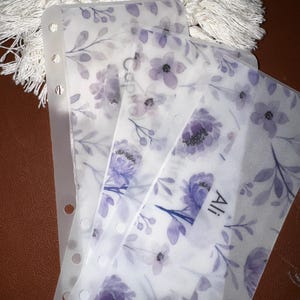 Lila Blüte Pergamin Bargeldumschläge, Pergamentgeldumschläge, Matte Bargeldumschläge, Bargeldumschläge, Budgetierungssystem, 3er-Pack