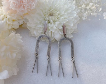 Silver Arch Geometric Earrings, Retro Style, Unique Boho Jewelry, Gift For Her, Anniemjewelry