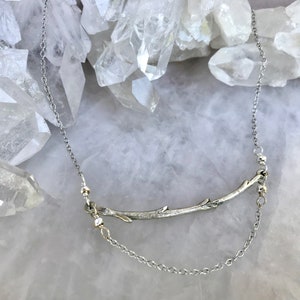 Silver Twig Necklace, Tree Branch Necklace, Delicate Nature Jewelry, Unique Gift Her, Anniemjewelry image 2