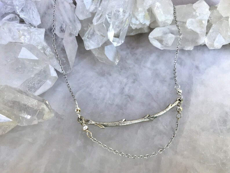 Silver Twig Necklace, Tree Branch Necklace, Delicate Nature Jewelry, Unique Gift Her, Anniemjewelry image 2