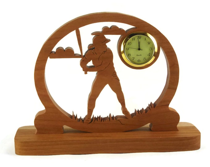 BaseBall Desk Clock Handcrafted From Cherry Wood By KevsKrafts NFB-1