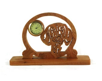 Dachshund Mini Desk Or Shelf Clock Handmade From Cherry Wood