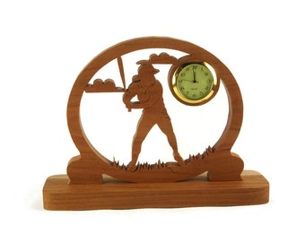 BaseBall Desk Clock Handcrafted From Cherry Wood By KevsKrafts NFB-1