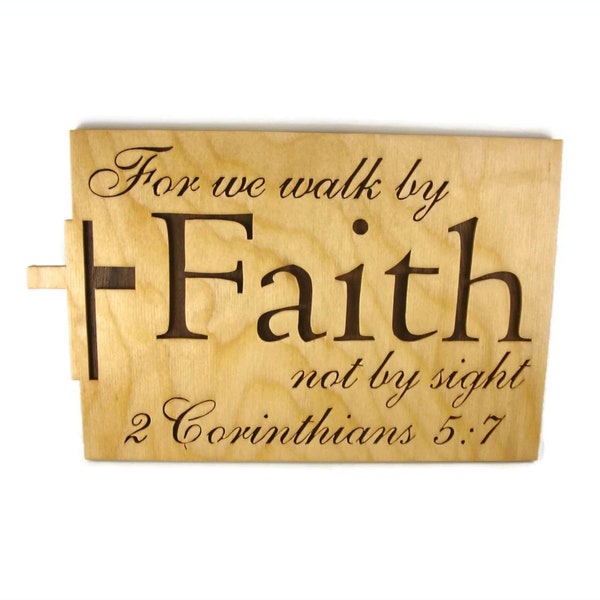 2 Corinthians 5:7 Faith Bible Passage Wall Hanging Plaque Handmade By KevsKrafts