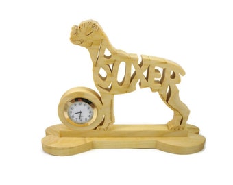 Boxer Uncropped Desk Clock Handcrafted From Poplar Wood By KevsKrafts