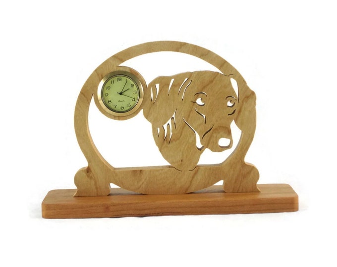 Dachshund Desk Shelf Clock Handmade Frome Cherry Wood By KevsKrafts