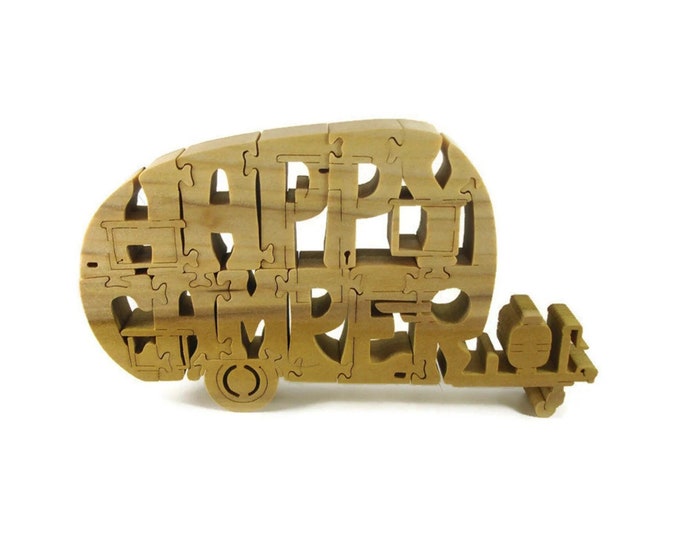 Happy Camper Jigsaw Puzzle Handmade From Poplar Wood By KevsKrafts