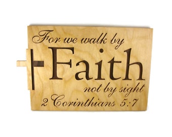 2 Corinthians 5:7 Faith Bible Passage Wall Hanging Plaque Handmade By KevsKrafts