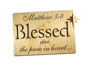 Matthew 5:8 Blessed Bible Passage Wall Hanging Plaque Handmade By KevsKrafts