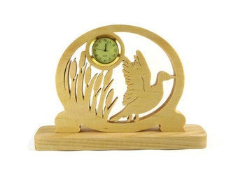 Duck Taking Flight Desk Or Shelf Clock Handmade From Ash Wood By KevsKrafts