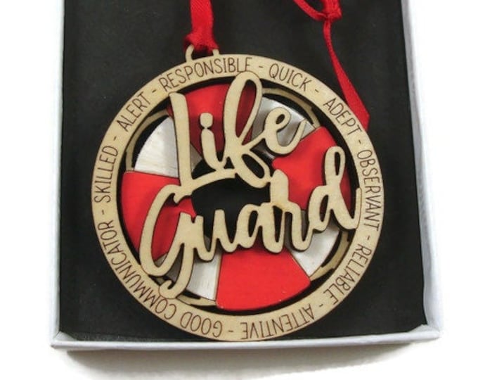 Lifeguard Christmas Ornament Laser Engraved And Hand Painted