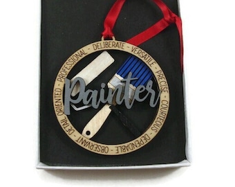 House Painter Christmas Ornament Laser Engraved And Hand Painted