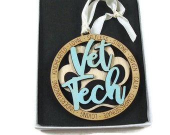 Veterinarian Technician Christmas Ornament Laser Cut And Hand Painted