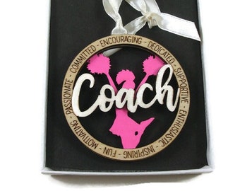 Cheerleader Coach Christmas Ornament Laser Engraved And Hand Painted
