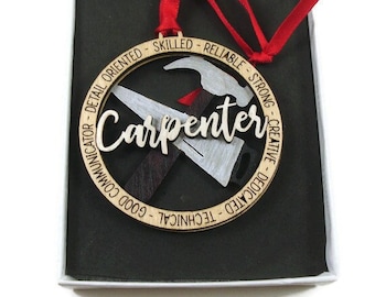 Carpenter Christmas Ornament Laser Engraved And Hand Painted