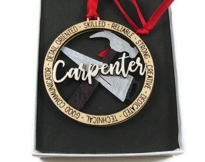 Carpenter Christmas Ornament Laser Engraved And Hand Painted