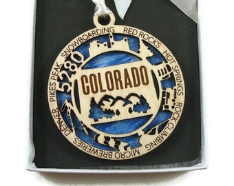 Colorado State Christmas Ornament Laser Engraved And Hand Painted