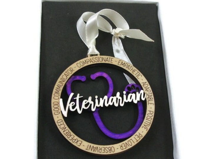 Veterinarian Christmas Ornament Laser Engraved And Hand Painted.