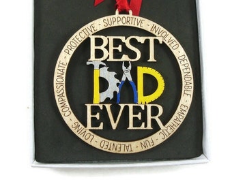 Best Dad Ever Christmas Ornament Laser Engraved And Hand Painted