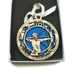 Male Archery Bow Hunter Christmas Ornament Laser Engraved And Hand Painted